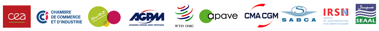 Logos d'entreprises clientes — CEA, CCI, Suez, AGPM, OMC, Apave, CMA CGM, Sabca, IRSN, Seaal